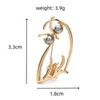 Pearl-Look Minimalist Owl Brooch — dimensions