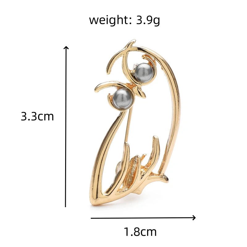 Pearl-Look Minimalist Owl Brooch — dimensions