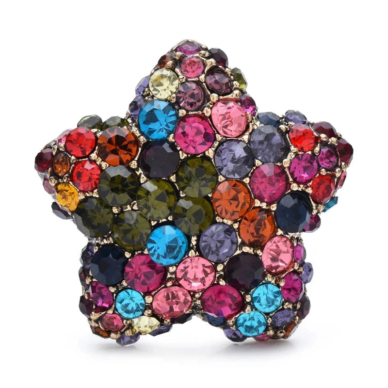 Multicolor Rhinestone Star Brooch original white background product photo