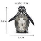 Grey Faceted Penguin with Black Rhinestones Brooch — dimensions