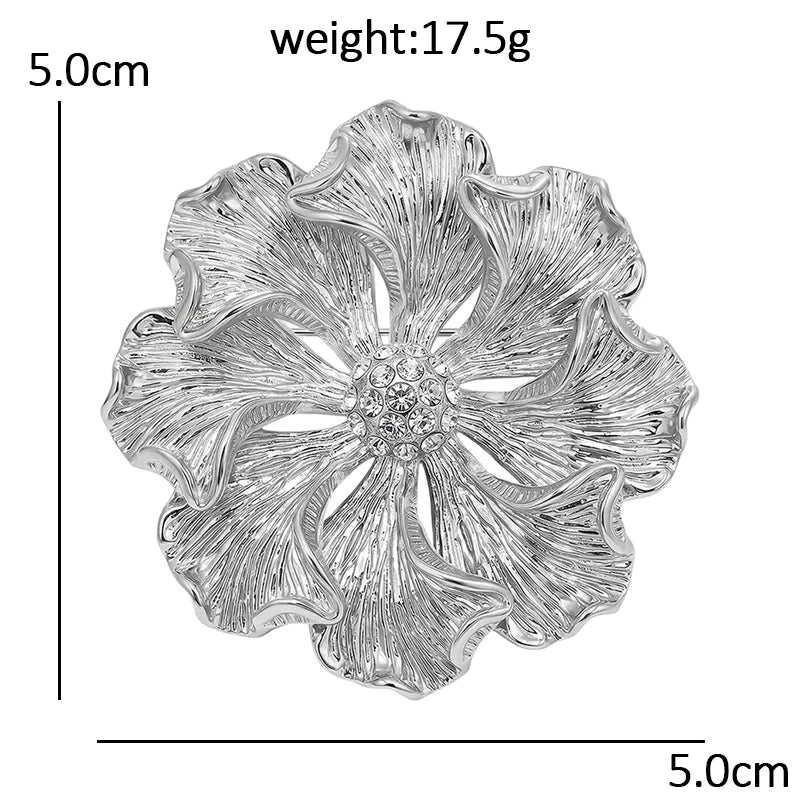 Openwork Textured Petal Flower Brooch