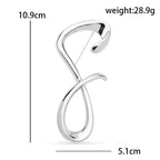 Oversized Flowing Letter S Brooch — dimensions