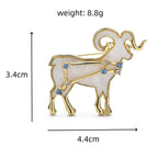 Aries Ram with Blue Star Accents Brooch — dimensions