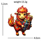 Cheerful Red Lamb Character Brooch