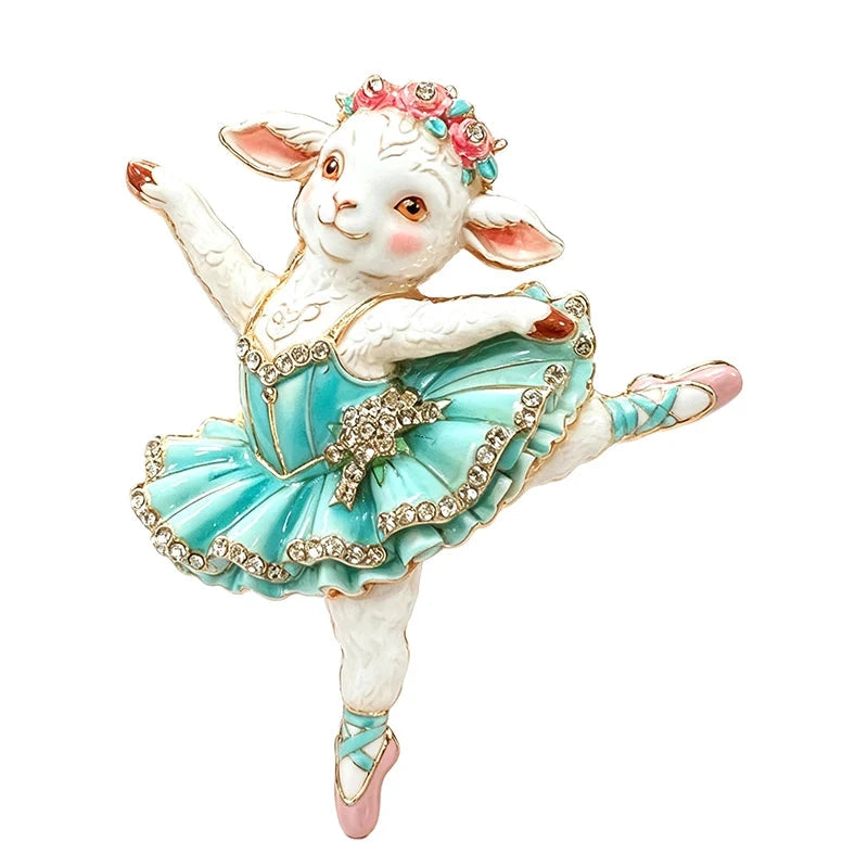 Ballerina Lamb in Tutu Brooch original white background product photo