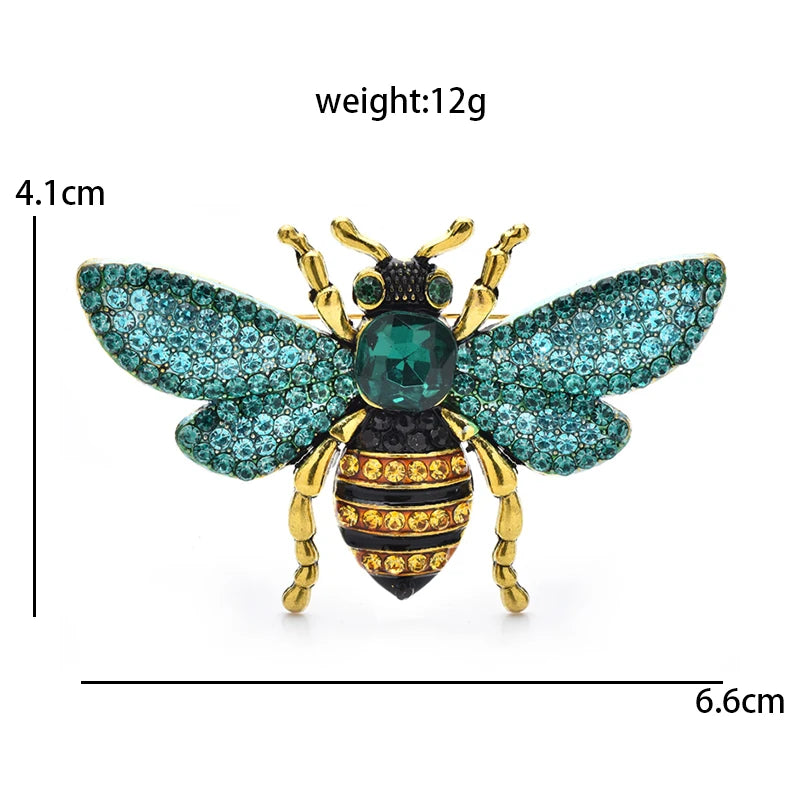 Rhinestone Bee with Spread Wings Brooch — dimensions