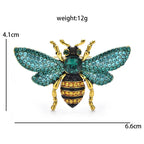 Rhinestone Bee with Spread Wings Brooch — dimensions