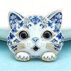 Ornate Floral Cat Motif Brooch