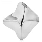 Wavy Diamond-Shaped Metal Brooch — Silver