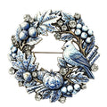 Cardinal and Harvest Wreath Brooch original white background variant photo