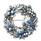 Cardinal and Harvest Wreath Brooch original white background variant photo