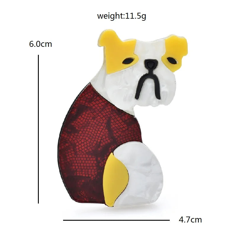 Layered Acrylic Bulldog Brooch — dimensions