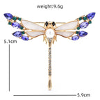 Iridescent Wing Dragonfly with Rhinestone Tail Brooch — dimensions