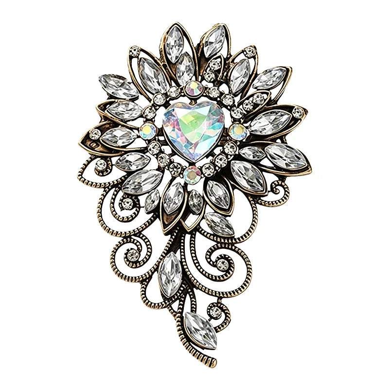 Vintage Heart Center Floral Scroll Brooch original white background product photo