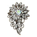 Vintage Heart Center Floral Scroll Brooch original white background product photo