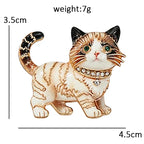 Standing Kitten with Rhinestone Collar Brooch