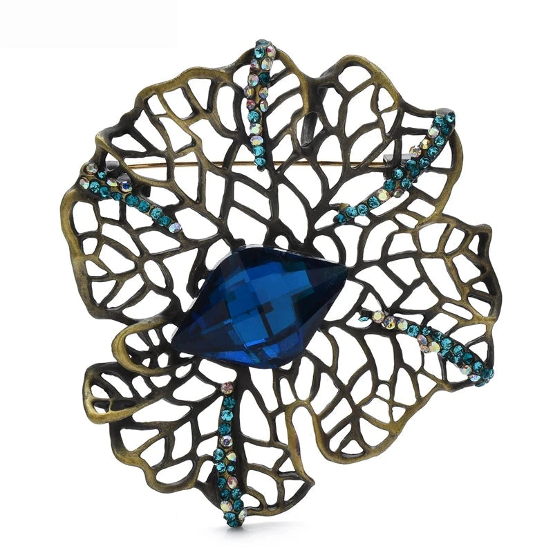 Openwork Flower with Faceted Oval Center Brooch original variant product photo