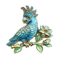 Crested Parrot on Flowering Branch Brooch original white background product photo