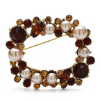Rectangular Pearl-Look Wreath with Faceted Accents Brooch original variant product photo