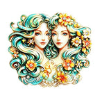 Floral Gemini Twin Portrait Brooch original white background variant photo