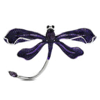 Enamel Dragonfly with Curved Tail Brooch — Purple