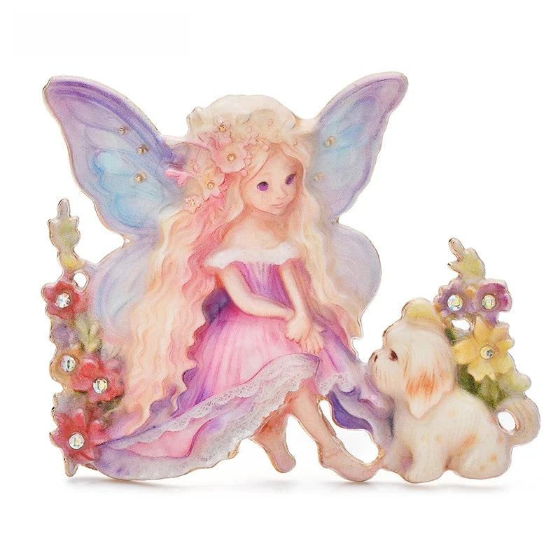 Butterfly Fairy with Cat and Flowers Brooch original variant product photo
