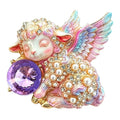 Winged Angel Lamb with Jeweled Orb Brooch original white background product photo