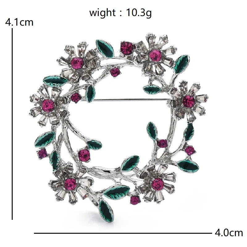 Colorful Floral Wreath Brooch — dimensions