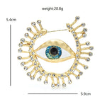 Blue Eye with Radiant Jeweled Lashes Brooch