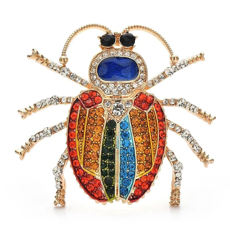 Multicolor Rhinestone Beetle Brooch — Multicolor Beetle