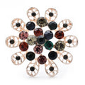 Round Rhinestone Flower with Looped Petals Brooch — Multicolor