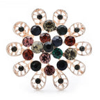 Round Rhinestone Flower with Looped Petals Brooch — Multicolor