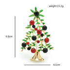 Jeweled Red and Green Christmas Tree Brooch