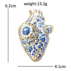 Anatomical Heart with Flowers Brooch