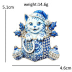 Christmas Kitten in Gift Box Brooch