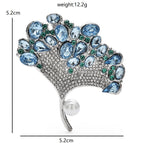 Faceted Ginkgo Leaf with Pearl-Look Drop Brooch dimensions and weight