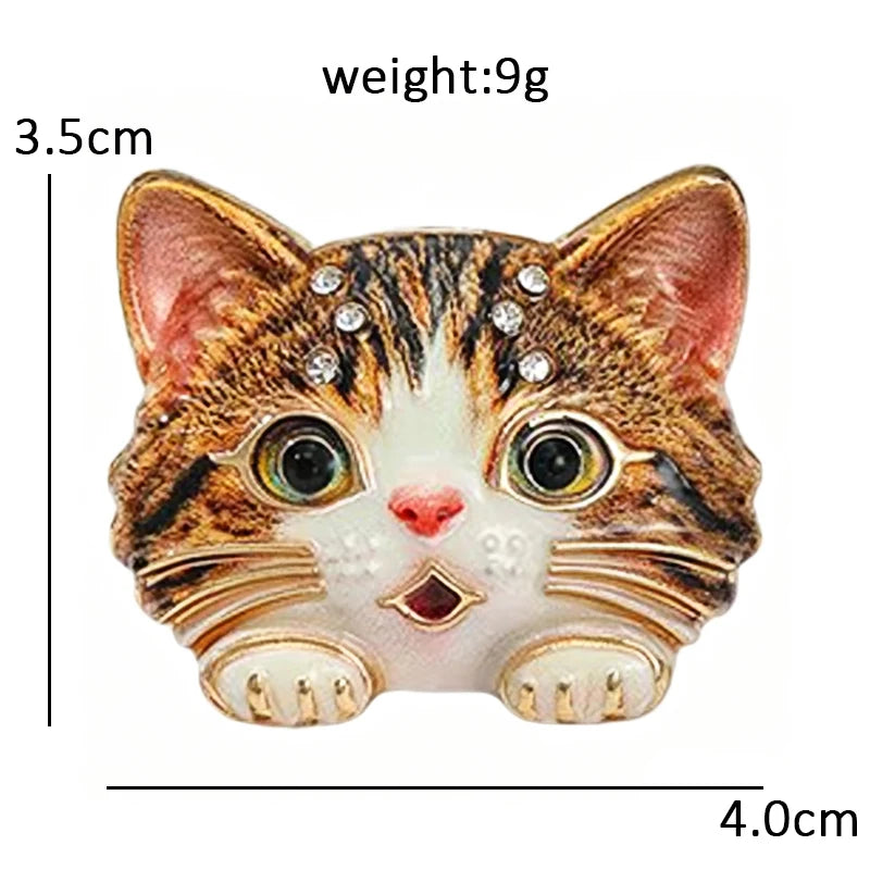 Wide Eyed Kitten Face Brooch