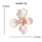 Four-Petal Flower with Pearlescent Center Brooch