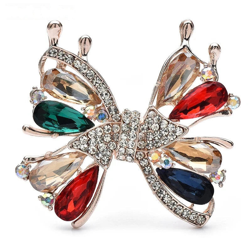 Jeweled Openwork Butterfly Brooch — Multicolor