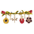 Enamel Branch with Flower and Insect Charms Brooch — Garden Charms