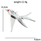 Engraved Flying Swallow Brooch