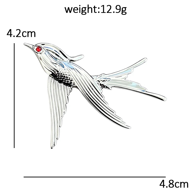 Engraved Flying Swallow Brooch