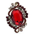 Vintage-Style Faceted Oval with Ribbon Frame Brooch — Red