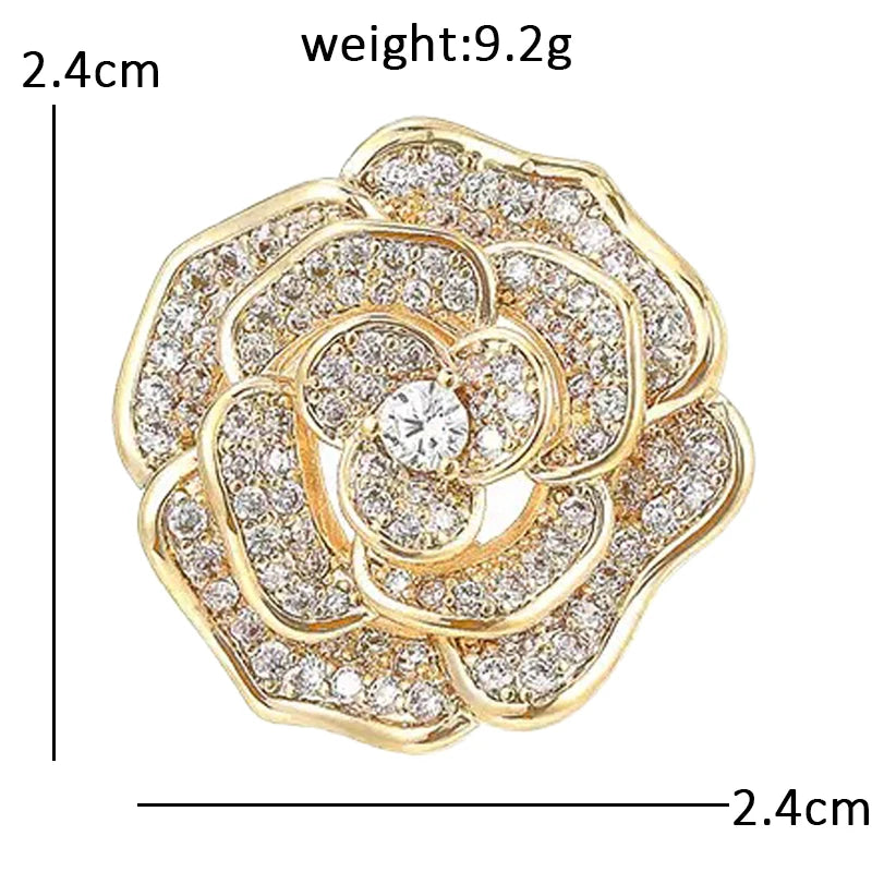 Spiral Rose with Sparkling Petals Brooch