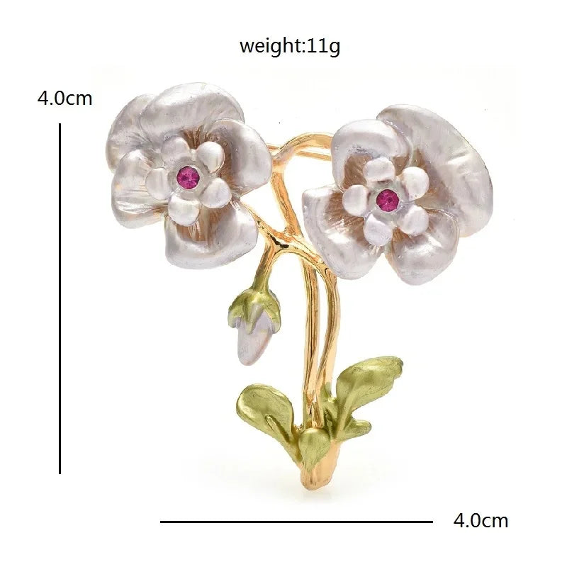 Enamel Botanical and Animal Motif Brooch