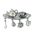 Vintage Tea Tray with Dangle Charms Brooch original white background product photo