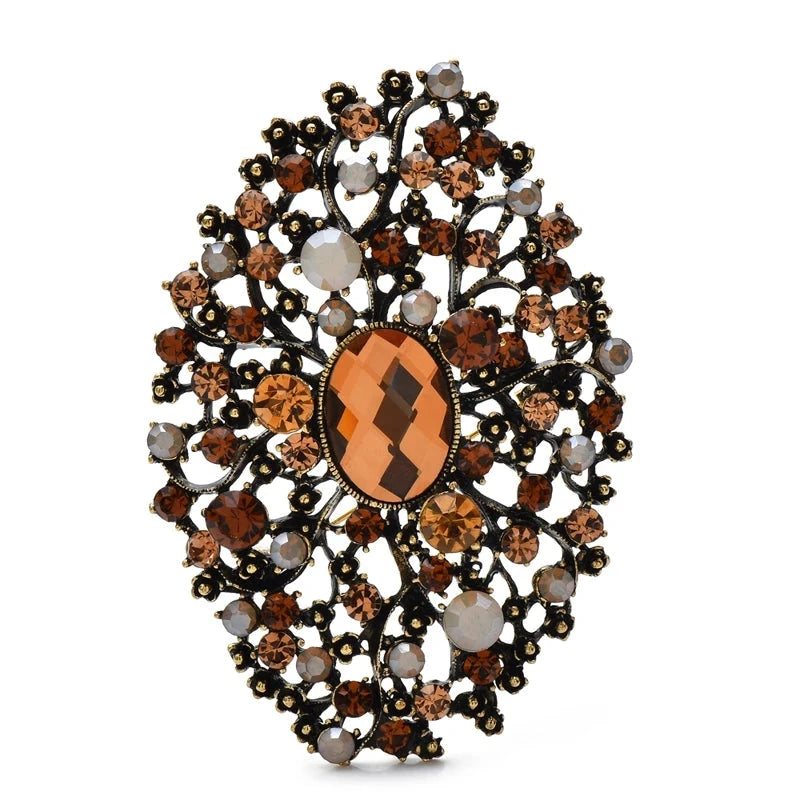 Oval Rhinestone Medallion with Faceted Center Brooch original variant product photo
