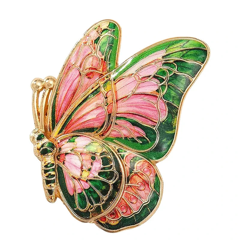 Patterned Butterfly with Folded Wings Brooch original white background product photo