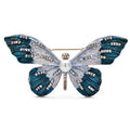 Enamel Butterfly with Sparkling Wing Stripes Brooch — Blue