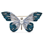 Enamel Butterfly with Sparkling Wing Stripes Brooch — Blue